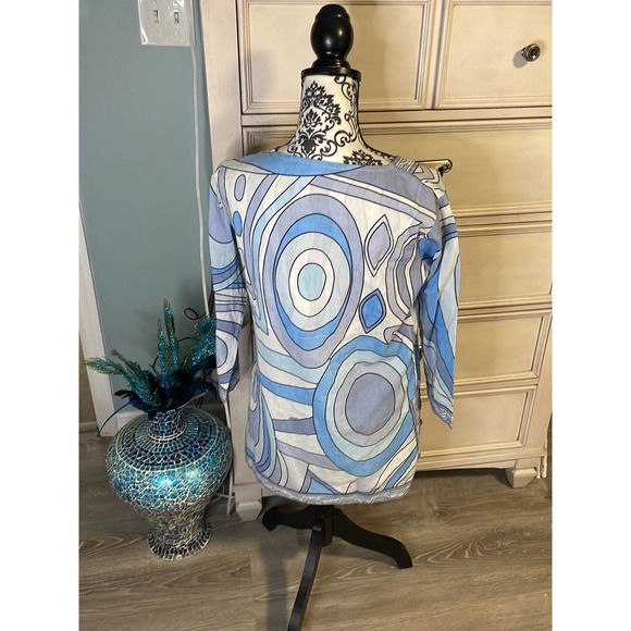Womens Gretchen Scott blue geometric tunic small - Picture 6 of 10